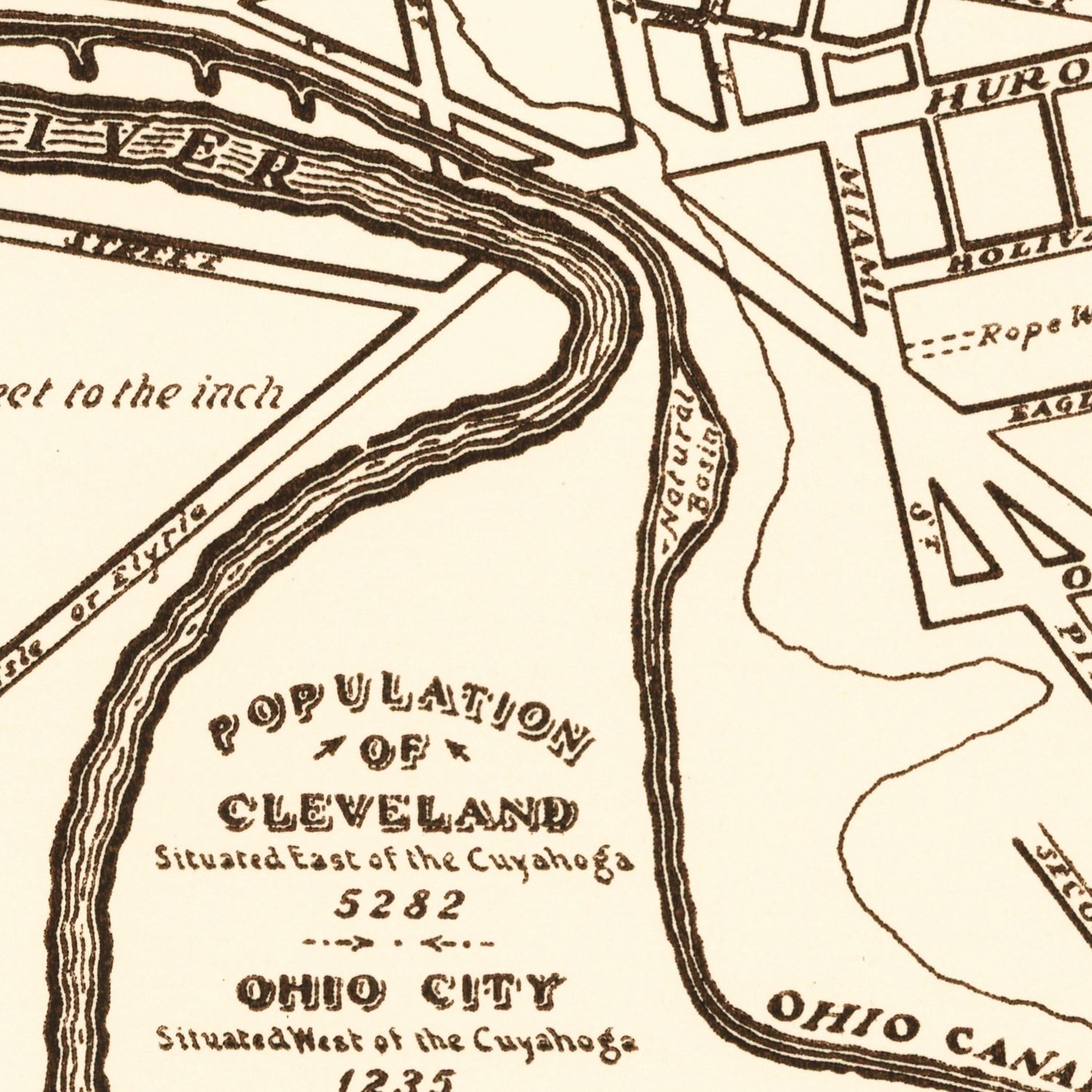 Vintage Map of Cleveland, Ohio 1937