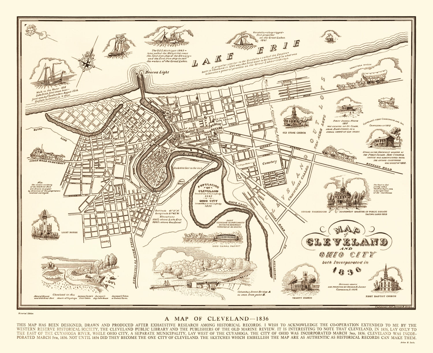 Vintage Map of Cleveland, Ohio 1937