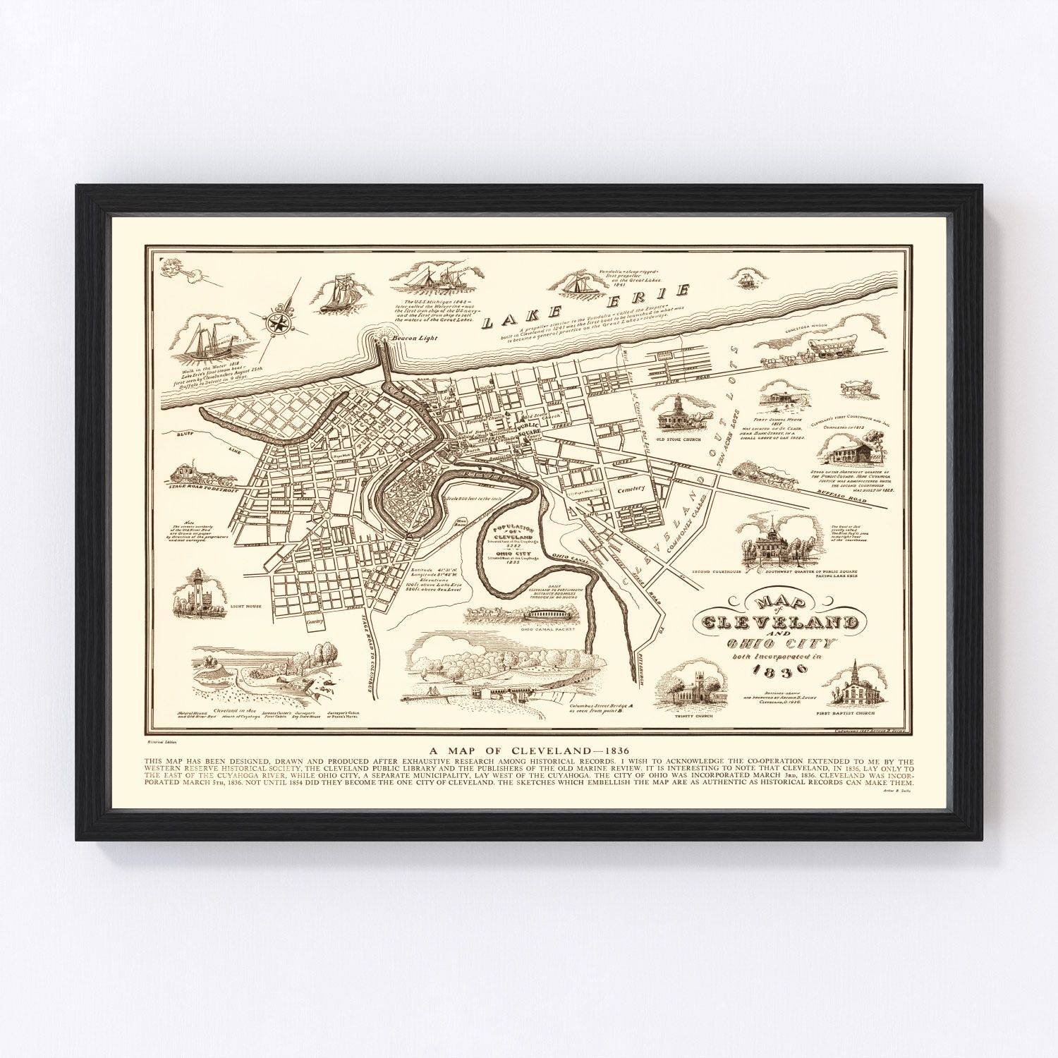 Vintage Map of Cleveland, Ohio 1937