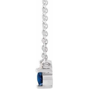 Sterling Silver Natural Blue Sapphire & .015 CT Natural Diamond 18" Necklace
