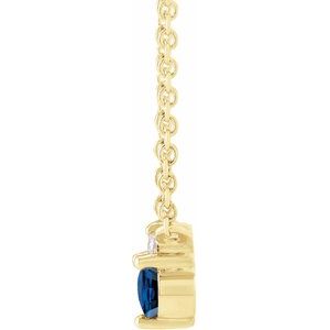 14K Yellow Gold Natural Blue Sapphire & .015 CT Natural Diamond 18" Necklace