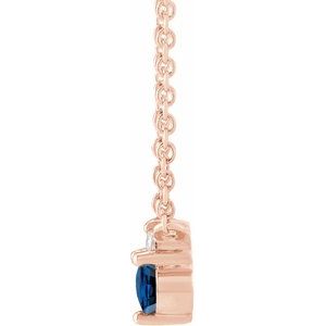 14K Rose Gold Natural Blue Sapphire & .015 CT Natural Diamond 18" Necklace