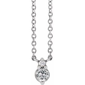 14K White Gold Natural White Sapphire & .015 CT Natural Diamond 18" Necklace