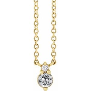 14K Yellow Gold Natural White Sapphire & .015 CT Natural Diamond 18" Necklace