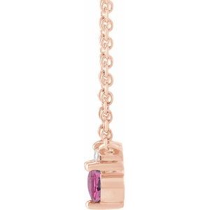 14K Rose Gold Natural Pink Sapphire & .015 CT Natural Diamond 18" Necklace