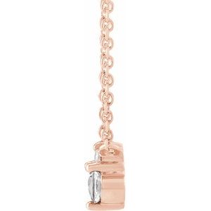 14K Rose Gold Natural White Sapphire & .015 CT Natural Diamond 18" Necklace