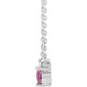 Platinum Natural Pink Sapphire & .015 CT Natural Diamond 18" Necklace