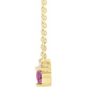 14K Yellow Gold Natural Pink Sapphire & .015 CT Natural Diamond 18" Necklace