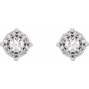 14K Rose Gold 2.5 mm Round .05 CTW Natural Diamond Semi-Set Halo-Style Earrings – image 2