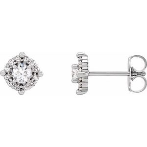 14K Rose Gold 2.5 mm Round .05 CTW Natural Diamond Semi-Set Halo-Style Earrings