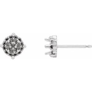 Sterling Silver 3 mm Round Halo-Style Earring Mounting