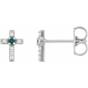 Sterling Silver Natural Alexandrite & .03 CTW Natural Diamond Cross Earrings