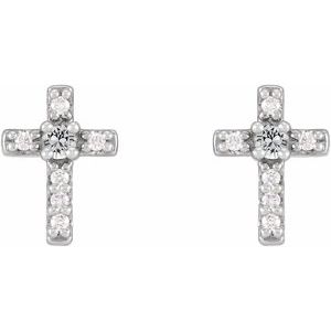 Sterling Silver Natural White Sapphire & .03 CTW Natural Diamond Cross Earrings – image 2