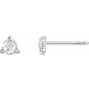 14K White Gold 1/8 CTW Rose-Cut Natural Diamond Stud Earrings