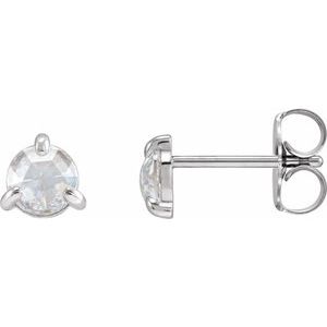 14K White Gold 3/8 CTW Rose-Cut Natural Diamond Stud Earrings