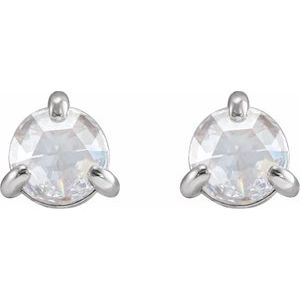 Platinum 4.5 mm Round Rose-Cut 3-Prong Claw Earring Mounting – image 2