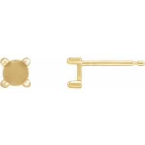 14K Yellow Gold 4.5 mm Round Rose-Cut 4-Prong Claw Earring Mounting
