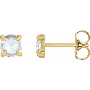 14K Yellow Gold 3/4 CTW Rose-Cut Natural Diamond Stud Earrings