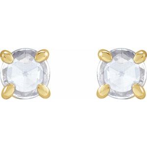 14K Yellow Gold 3/4 CTW Rose-Cut Natural Diamond Stud Earrings – image 2