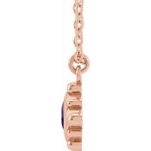14K Rose Gold Natural Amethyst Bezel-Set Beaded 16-18" Necklace