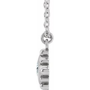 14K White Gold 1/10 CT Natural Diamond Bezel-Set Beaded 16-18" Necklace