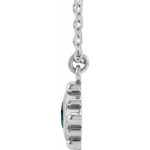 14K White Gold Lab-Grown Alexandrite Bezel-Set Beaded 16-18" Necklace