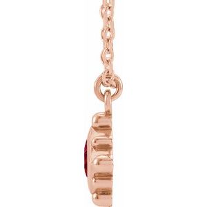 14K Rose Gold Natural Ruby Bezel-Set Beaded 16-18" Necklace