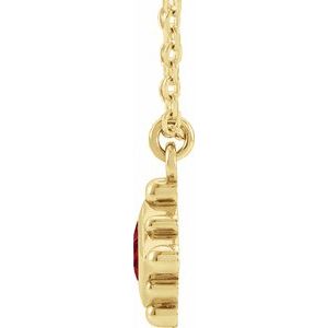 14K Yellow Gold Natural Ruby Bezel-Set Beaded 16-18" Necklace