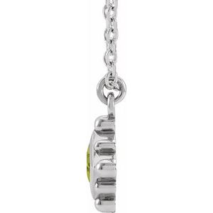 14K White Gold Natural Peridot Bezel-Set Beaded 16-18" Necklace