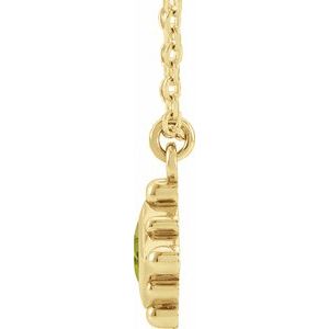 14K Yellow Gold Natural Peridot Bezel-Set Beaded 16-18" Necklace