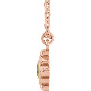 14K Rose Gold Natural Peridot Bezel-Set Beaded 16-18" Necklace