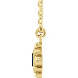 14K Yellow Gold Lab-Grown Blue Sapphire Bezel-Set Beaded 16-18" Necklace