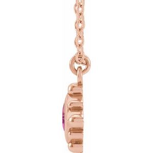 14K Rose Gold Natural Pink Tourmaline Bezel-Set Beaded 16-18" Necklace