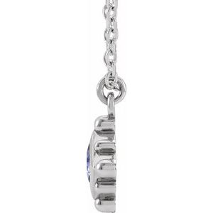 14K White Gold Natural Tanzanite Bezel-Set Beaded 16-18" Necklace