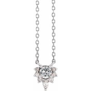 14K White Natural White Sapphire & .08 CTW Natural Diamond 18" Necklace