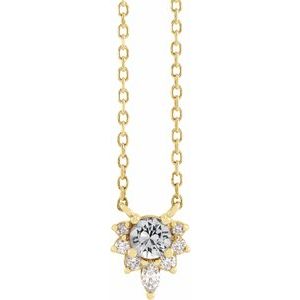 14K Yellow Natural White Sapphire & .08 CTW Natural Diamond 18" Necklace