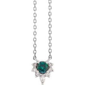 Platinum Lab-Grown Alexandrite & .08 CTW Natural Diamond 18" Necklace