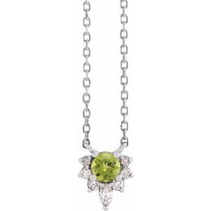 Platinum Natural Peridot & .08 CTW Natural Diamond 18" Necklace