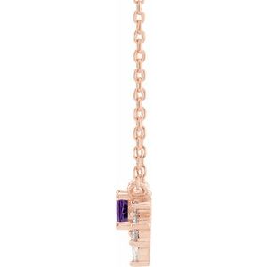 14K Rose Natural Amethyst & .08 CTW Natural Diamond 18" Necklace