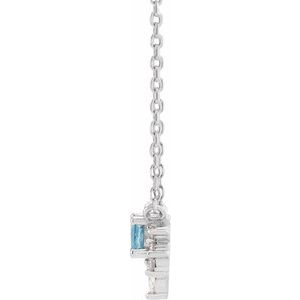 Platinum Natural Aquamarine & .08 CTW Natural Diamond 18" Necklace