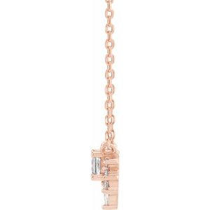 14K Rose Gold Natural White Sapphire & .08 CTW Natural Diamond 18" Necklace