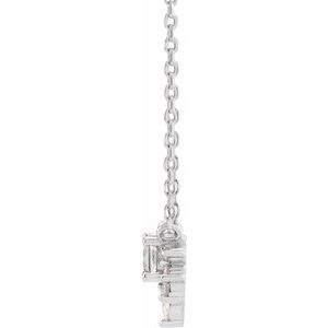 14K White Gold Natural White Sapphire & .08 CTW Natural Diamond 18" Necklace