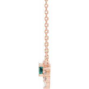 14K Rose Gold Natural Alexandrite & .08 CTW Natural Diamond 18" Necklace