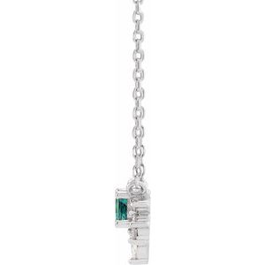 Sterling Silver Lab-Grown Alexandrite & .08 CTW Natural Diamond 18" Necklace