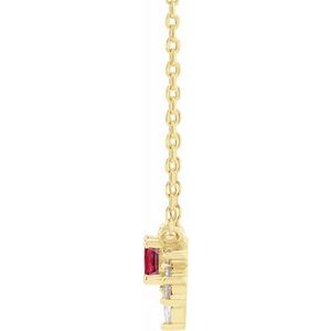 14K Yellow Gold Lab-Grown Ruby & .08 CTW Natural Diamond 18" Necklace