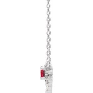 Platinum Natural Ruby & .08 CTW Natural Diamond 18" Necklace