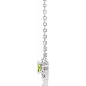 14K White Gold Natural Peridot & .08 CTW Natural Diamond 18" Necklace
