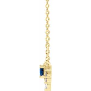 14K Yellow Natural Blue Sapphire & .08 CTW Natural Diamond 18" Necklace