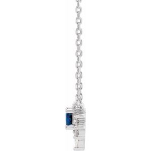 Platinum Lab-Grown Blue Sapphire & .08 CTW Natural Diamond 18" Necklace