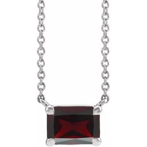 14K White Natural Mozambique Garnet 18" Necklace